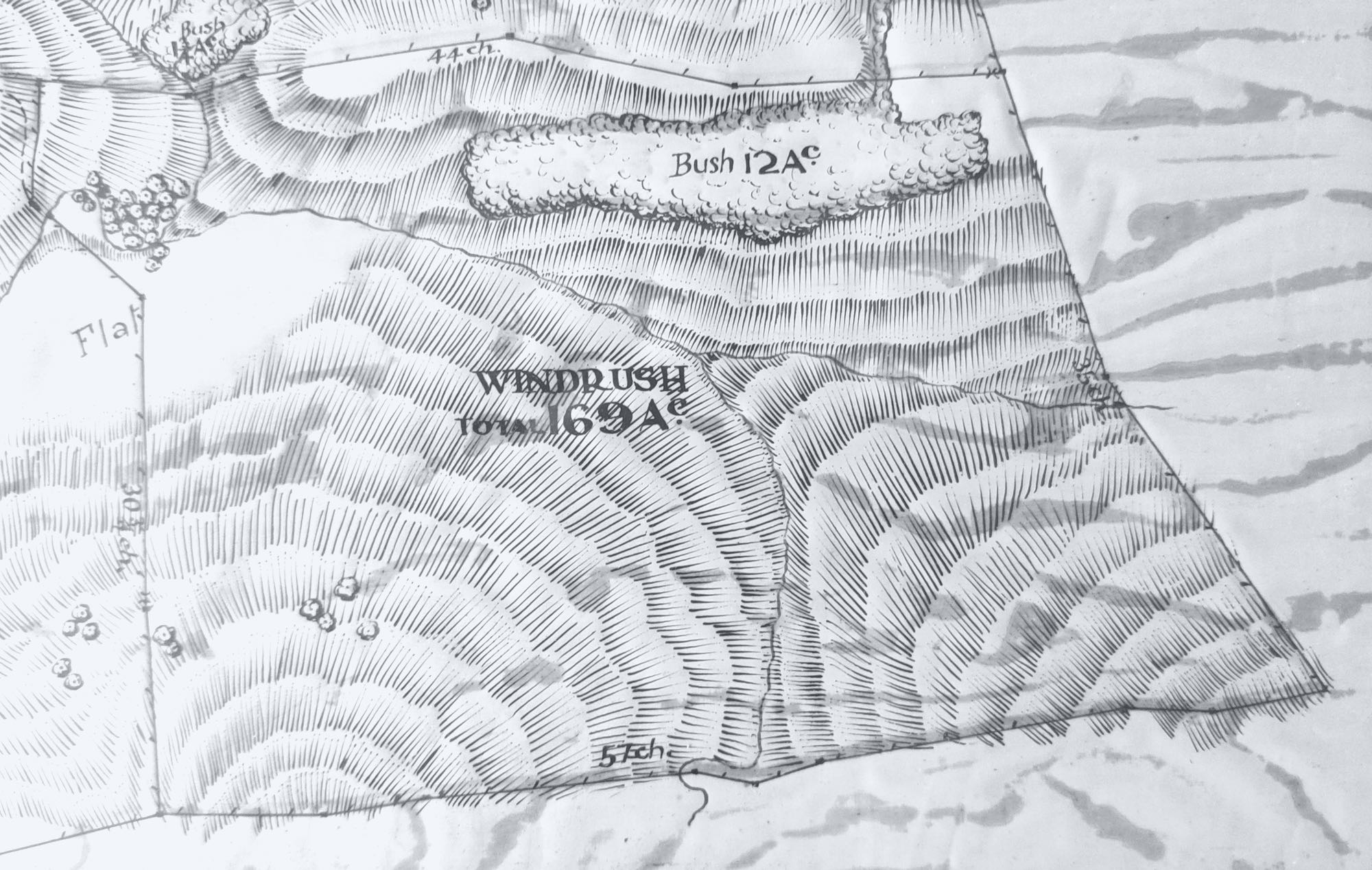 Detail from a survey map dated June 1935, showing Windrush.