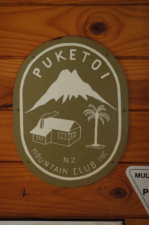 Old sign at the Puketoi Mountain Club hut